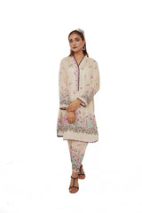 Blossom Beige Floral Printed 2-Piece Lawn Suit - Brands Kahani