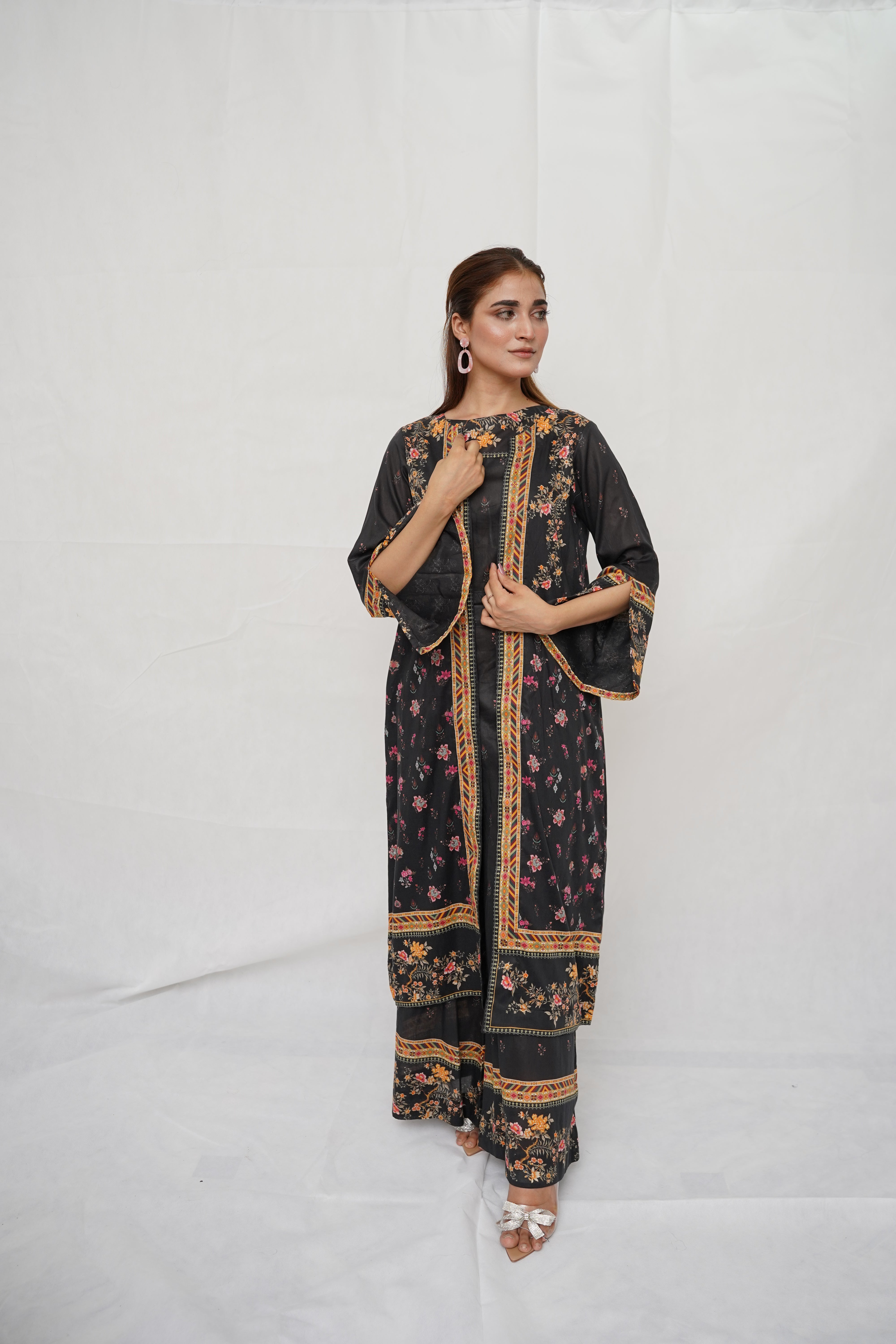 Black Floral Elegance-unstitched - Brands Kahani Black Floral Elegance-unstitched - Brands Kahani