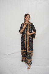 Black Floral Elegance-unstitched - Brands Kahani