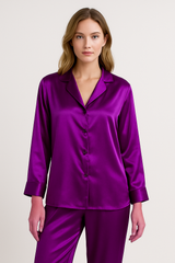 Women’s Silk Night Suit – Full Sleeves & Trouser Set