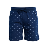 Kids Navy Blue Anchor Printed Cotton Shorts