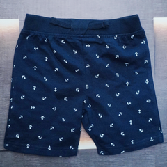 Kids Navy Blue Anchor Printed Cotton Shorts