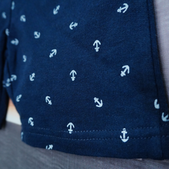 Kids Navy Blue Anchor Printed Cotton Shorts