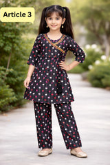 Kids Traditional Printed Kurti Trouser Set