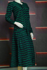 Green Printed Pair Shirt and Skirt