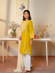 Yellow White Embroidered Ladies Suit - Kahani47 - Brands Kahani
