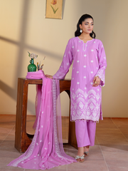 Light Pink Embroidered Lawn 3 Piece Suit with Matching Dupatta | Kahani 47