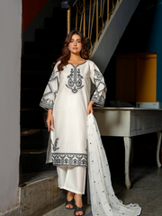 White Black Embroidered Ladies Suit - Kahani47 - Brands Kahani
