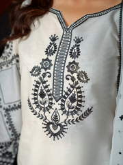 White Black Embroidered Ladies Suit - Kahani47 - Brands Kahani