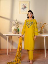 Embroidered Mustard Yellow Lawn 3 Piece Suit | Kahani47 - Brands Kahani