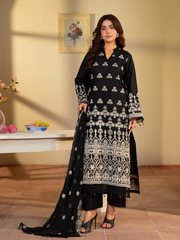 Black & White Embroidered Lawn Suit with Dupatta | Kahani 47