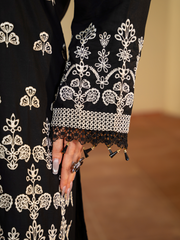 Black & White Embroidered Lawn Suit with Dupatta | Kahani 47