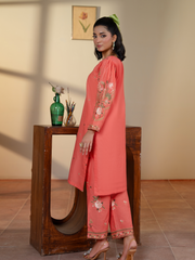 Beautiful Peach Pink Embroidered Ladies Suit - Kahani47 - Brands Kahani
