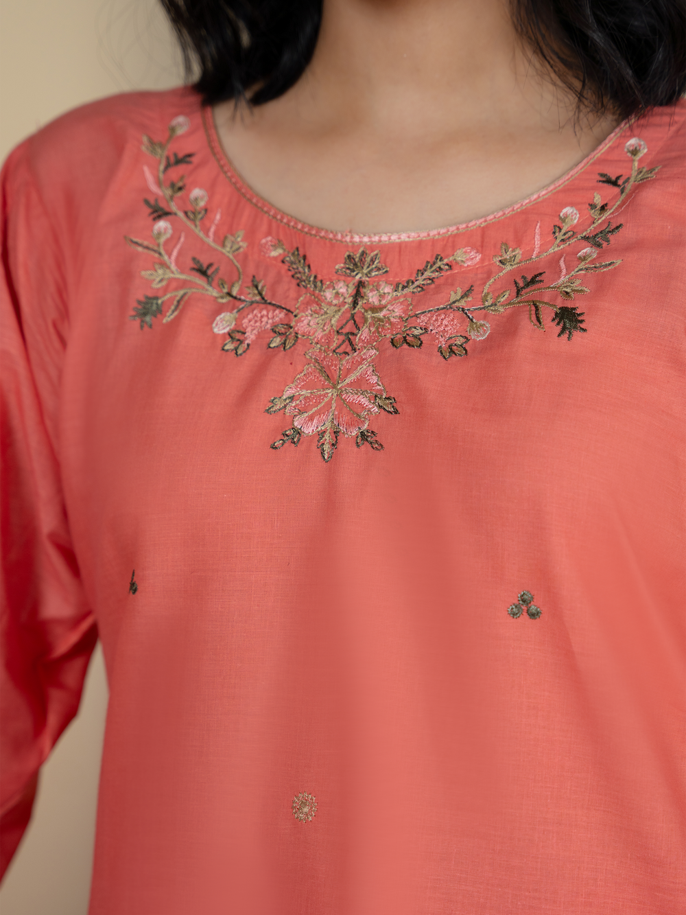 Beautiful Peach Pink Embroidered Ladies Suit - Kahani47 - Brands Kahani