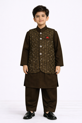 Kurta with Printed Waistcoat