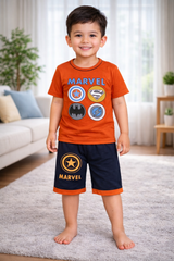 Cartoon Print T-Shirt & Shorts Sets
