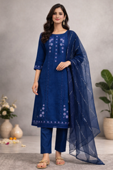 Festive Embroidered Kurta Set with Dupatta