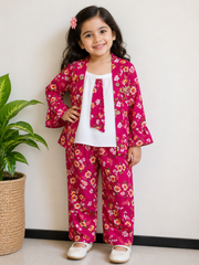 Kids Pink Floral Suit with Jacket