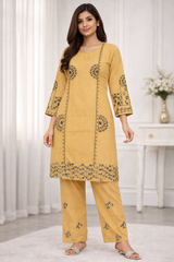 Trendy Embroidered 2 pcs suit
