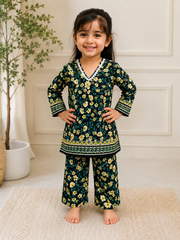 Girls Summer Printed Cute Floral Suit