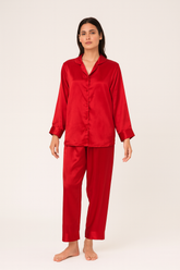 Women’s Silk Night Suit – Full Sleeves & Trouser Set