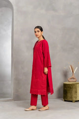 Red Traditional Dress Ruby Radiance 3 Piece Embroidered - Attirepret - Brands Kahani