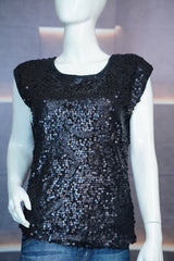 Women'S Party Top with Sequins And a Fitted Design Black