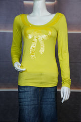 Women’s Yellow Bow Design Jersey Top