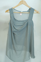 Women’s Elegant Grey Sleeveless Chiffon Top