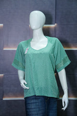 Green Polka Dot Women's Casual Top Stylish Summer Wear