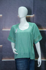 Green Polka Dot Women's Casual Top Stylish Summer Wear