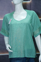 Green Polka Dot Women's Casual Top Stylish Summer Wear
