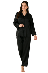 Women’s Silk Night Suit – Full Sleeves & Trouser Set