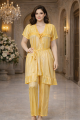 3 Piece Silk Pajama Suit | Soft & Stylish Women’s Nightwear 🌸