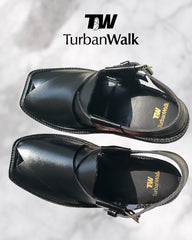 TurbanWalk Premium Black Peshawari Chappal – Handcrafted Leather & Cushion Sole - Brands Kahani