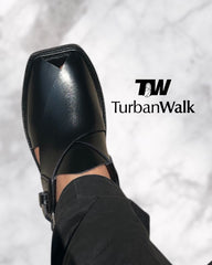 TurbanWalk Premium Black Peshawari Chappal – Handcrafted Leather & Cushion Sole - Brands Kahani