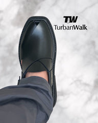 TurbanWalk Classic Black Peshawari Chappal – Handcrafted Leather with Adjustable Heel Strap - Brands Kahani