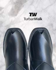 TurbanWalk Classic Black Peshawari Chappal – Handcrafted Leather with Adjustable Heel Strap - Brands Kahani
