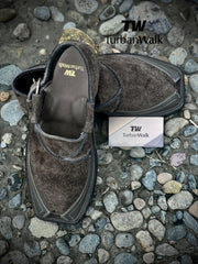 TurbanWalk Handmade Black Peshawari Chappal – Genuine Leather, Adjustable Heel Strap - Brands Kahani