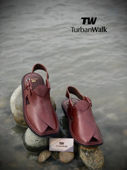 "TurbanWalk Premium Brown Leather Peshawari Chappal – Handmade Traditional Footwear" - Brands Kahani