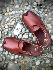 "TurbanWalk Premium Brown Leather Peshawari Chappal – Handmade Traditional Footwear" - Brands Kahani