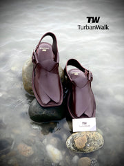 TurbanWalk Premium Maroon Leather Peshawari Chappal – Handmade Traditional Footwear - Brands Kahani