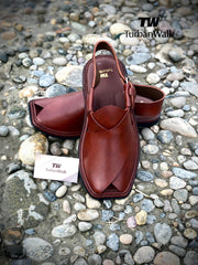 "TurbanWalk Premium Brown Leather Peshawari Chappal – Handmade Traditional Footwear" - Brands Kahani