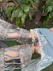 Attirepret - Serene Grey Ready-to-Wear Cotton 3-Piece Suit - Brands Kahani