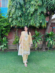 Attirepret - Exquisite Embroidered Cotton 3-Piece Suit - Brands Kahani