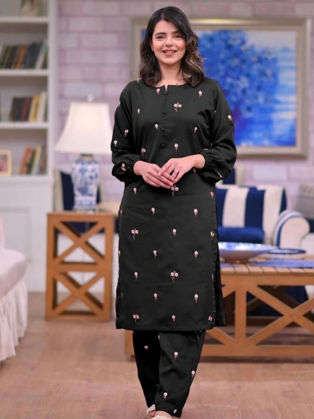 Daisy Delight ( Stitched Emb 2 Pcs) - Brands Kahani