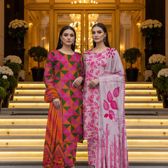 All Over Dora Linen Print Shirt with Matching Trouser & Dupatta