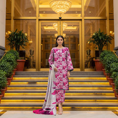 All Over Dora Linen Print Shirt with Matching Trouser & Dupatta