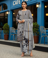 All Over Dora Linen Print Shirt with Matching Trouser & Dupatta