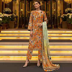 All Over Dora Linen Printed Shirt with Matching Printed Trouser & Dupatta